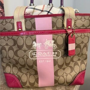 Coach Heritage Carriage Stripe Tote with Tattersall Interior.  2007
